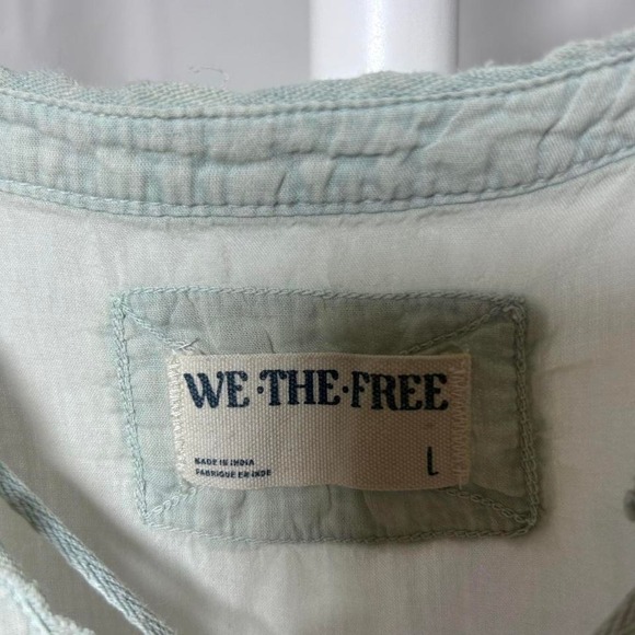 Free People WE THE FREE Women Sofia Henley Cotton/Linen Knit Top SZ L - Picture 4 of 6